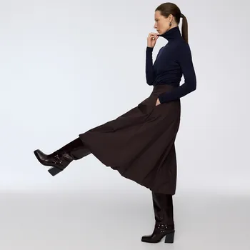 Dámská obuv Reserved - Kožené kozačky po kolena - hnědá - 349FF-83X - 349FF-83X-36