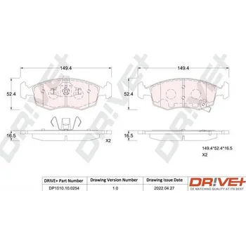 Brzdová destička Sada brzdových destiček, kotoučová brzda Dr!ve+ DP1010.10.0254