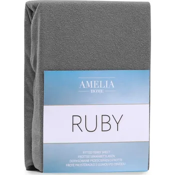 Froté prostěradlo s gumou AmeliaHome Ruby grafitové, velikost 80-90x200+30