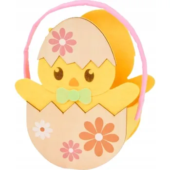 Obraz VELIKONOČNÍ KOŠÍČEK FILCOVÝ PRO DĚTI KUŘÁTKO OZDOBA NA SVĚCENÍ