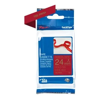 Pásek do tiskárny Páska Brother TZE-RW54, 24mm, zlatý tisk/vínově červený podklad