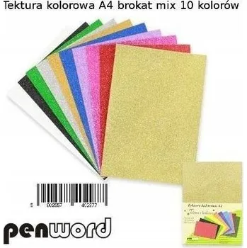 Papír Barevný třpytivý karton A4 hladký 10 Ks