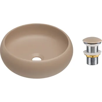 Comad Keramické umyvadlo na desku Wiki 36x36 cappuccino + výpusť Click-Clack cappuccino