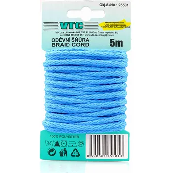 Šňůra na prádlo VTC Oděvní šňůra 5 m na kartě - 28 středně modrá