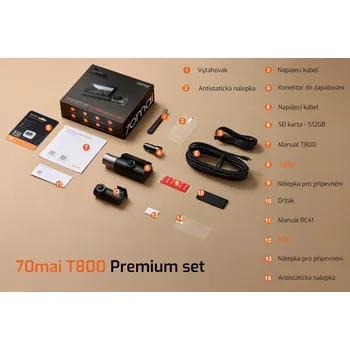 4051/ROM2 Kamera do auta 70mai Dash Cam 4K T800 Set Varianta: Premium set