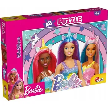 Puzzle Puzzle 48 dílků oboustranné Barbie Kouzelný Jednorožec