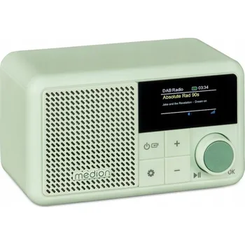 Radiopřijímač Malé přenosné digitální rádio LED DAB+ Bluetooth s akumulátorem, šedé