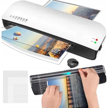 Kancelářská technika LAMINÁTOR A4 A5 A6 4V1 RYCHLÝ + ZAOBALOVAČ ROHŮ + OŘEZÁVAČ + 30 FÓLIÍ