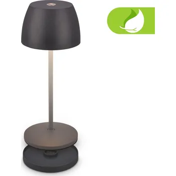 Lampička BRILONER Serina Mini LED stolní lampička bezdrátová IP44, stmívatelné, s nabíjecí základnou, antracit - BRILO BRILO 7504015