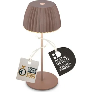Lampička BRILONER Nabíjecí stolní lampa Riffle Mini - 20 cm, 1,5W, 150lm, LED, stmívatelné, dotykový vypínač, hnědé - BRILO BRILO 7552010