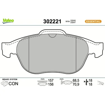 Brzdová destička Sada brzdových destiček, kotoučová brzda VALEO 302221