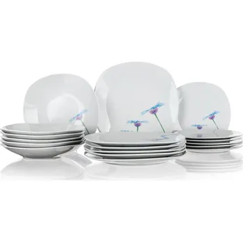 dětská jídelní sada BANQUET sada jídelní BLUE DAISY square 18díl. porcelánová