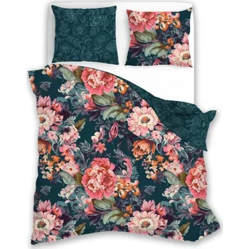 Povlečení Povlečení Flovery s květinami a větvemi černá 200x200 - Bavlna