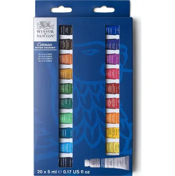 Vodová barva Winsor & Newton Akvarelové barvy v tubě Cotman, sada 20 ks