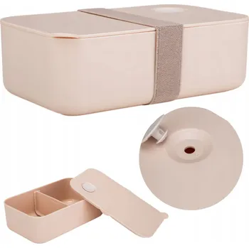 Dóza na potraviny NÁDOBA NA POTRAVINY s přihrádkou LUNCHBOX svačinový box do práce školy béžový