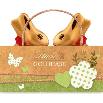 Cukrovinka Lindt Velikonoční kamarádi Goldhasen v taštičce Natur 100 g