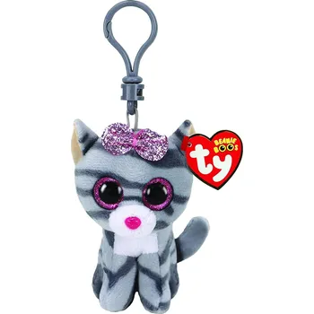 plyšák Plyšová Hračka kočka Ty Beanie Boos Kiki přívěsek na klíče šedá