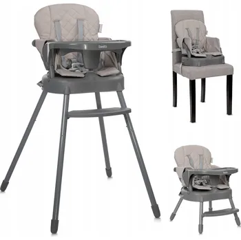 Jídelní židlička 3v1, nastavitelná, tác, popruhy, eko kůže Lorelli béžová