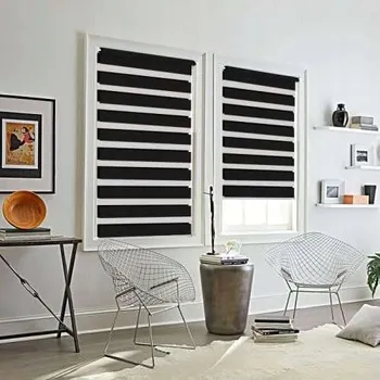 Roleta Okenní roleta den a noc s napínákem, béžová, bez vrtání, 50x150 cm