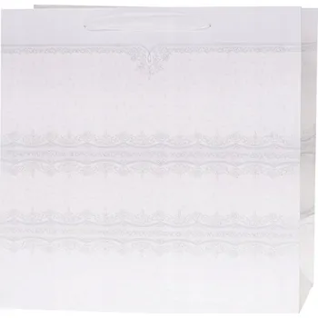 Obraz Tašky LUX brokát BÍLÉ čtvercové VELKÉ pevné 12 ks