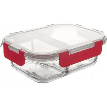 Dóza na potraviny Skleněná dělená dóza na potraviny s těsněním, obědový box 1,3 l