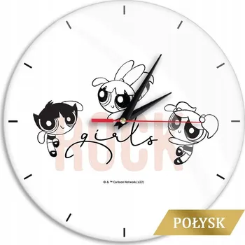 Hodiny NÁSTĚNNÉ HODINY LESKLÉ Raketové holky 039 THE POWERPUFF GIRLS BÍLÉ