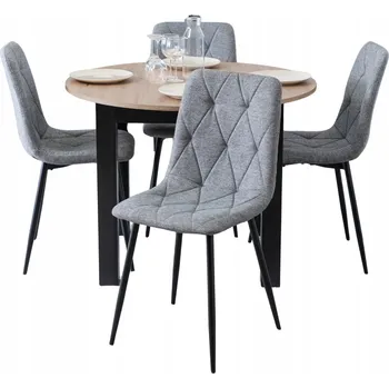 Jídelní stůl Rozkládací jídelní stůl se židlemi, čalouněná sada šedá 4x