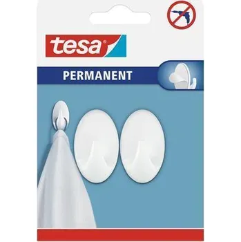 Věšák Háčky Tesa Pernament, samolepicí, velikost S, ovál, bílá