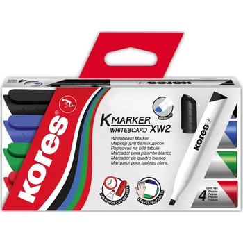Kancelář Popisovač Kores K-Marker Whiteboard, sada 4 ks, na tabule, zkosený hrot