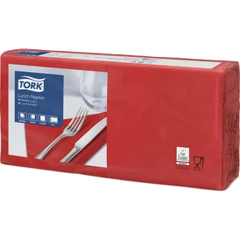 Papírový ubrousek Ubrousky papírové Tork 2vrstvy, 33x33cm, obědový, červená, 477210