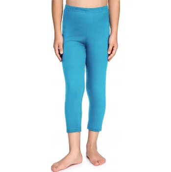 Dívčí legíny Dívčí 3/4 capri legíny z bavlna MS10-226 Tmavě tyrkysová barva 134