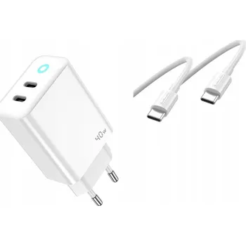 Síťová nabíječka Jellico 40W 2xUSB-C GaN bílá