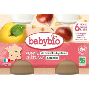BABYBIO Jablko s kaštanovým pyré 2× 130 g