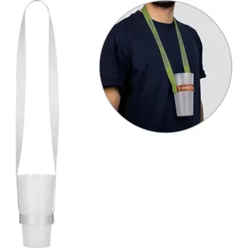 BRADFORD. Šňůrka na krk a držák na kelímek pro sublimační potisk z recyklovaného polyesteru (100 % rPET)