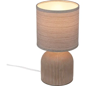 Lampička BRILONER Ino stolní lampička, látkové stínidlo, keramický podstavec, 15x28 cm (DxH), hnědá - BRILO BRILO 7538011