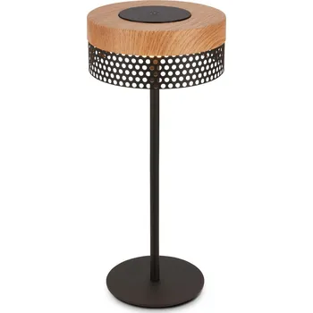 Lampička BRILONER Booha stolní lampa - 2,5W, 300lm, bezdrátová, IP44, LED, stmívatelná, teplá bílá, černá/dřevo - BRILO BRILO 7576014