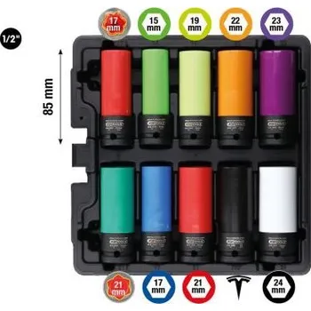 KS Tools Souprava speciálních silových nástrčných ořechů na hliníkové ráfky 1/2", 10dílná 515.0890