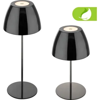 Lampička BRILONER Serina LED bezdrátová stolní lampička IP44, stmívatelná, dotykový vypínač, černá/chrom - BRILO BRILO 7522018