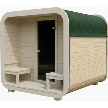 Sauna Sauna Quadro 200x250 cm s předsíní (4-6 osob) BARVA DVEŘÍ: Grafitová, STŘEŠNÍ KRYTINA: Zelená
