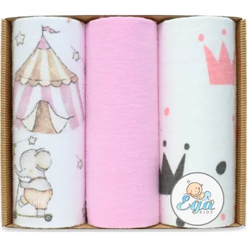 látková plena Ega Kids Flanelové pleny (3ks) - růžové