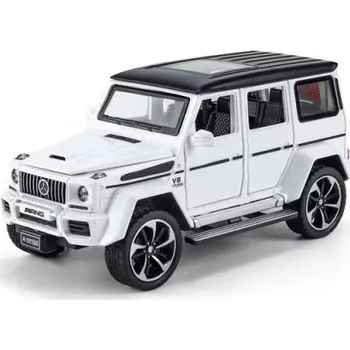autíčko Mercedes Benz G63 kovový model hračka na baterie světla zvuk 1:32 Bílá