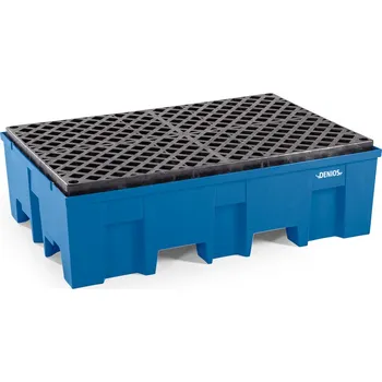 Olejová vana Záchytná vana z polyethylenu (PE), pro 2 sudy, 865 x 1245 x 375 mm, mřížový rošt