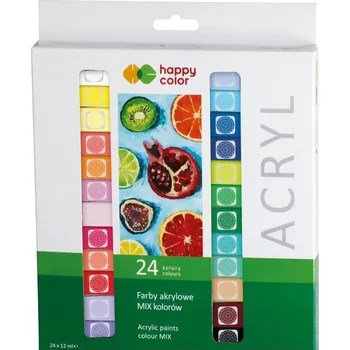 Vodová barva Akrylové barvy Happy Color 24 barev x 12 ml
