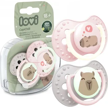 dudlíky LOVI Dudlík silikonový dynamický 18 m + 2 ks CapiChill Girl svítící