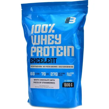 Protein Body nutrition s.r.o. Excelent Delicious 100% whey protein 80 1000g - bílá čokoláda s kousky jahod