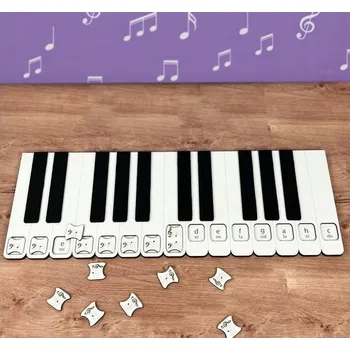 Obraz Dřevěné piano pro výuku not a jejich umístění na klaviatuře