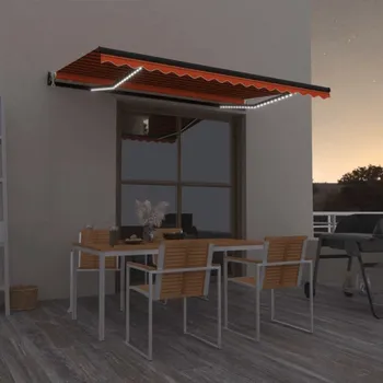 Stínicí technika vidaXL Automatická markýza LED a senzor větru 450x350 cm oranžovohnědá