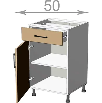 Kuchyňská linka Capri LDD11S5082, kuchyňská skříňka se šuplíkem š.50, korpus grafit, dvířka dub craft zlatý