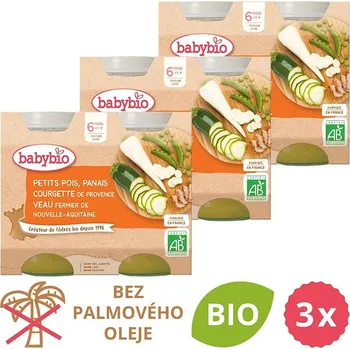 BABYBIO Hrášek, pastinák, cuketa a telecí maso 3× (2× 200 g)