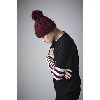 Pracovní přilba Beechfield Čepice B 480 s bambulí, pletená, melanžová COT53048008599-mustard UNI Hořčicová